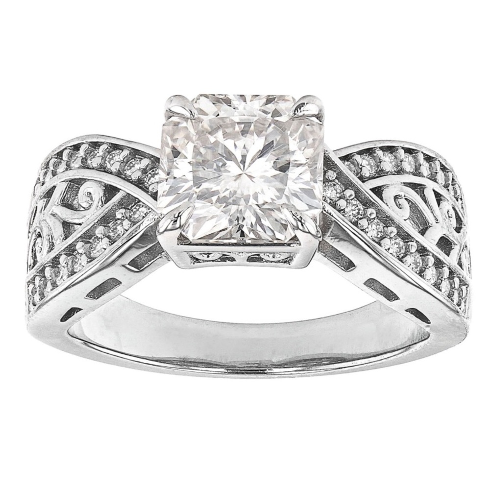 Moissanite Fire Ring Inferno Cut Platineve 925 S Silver Brilliant Size 6